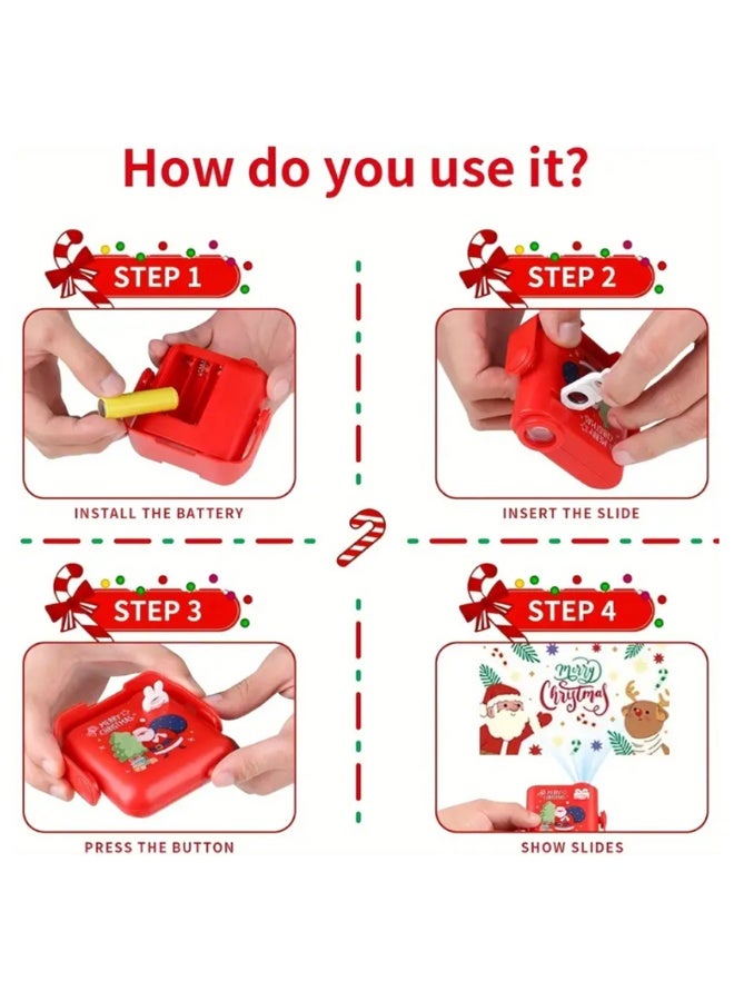 Mini Santa Christmas Pattern Projector Toy for Children, 5 Interchangeable Slides Wall Ceiling Projection Lamp, Portable Xmas Night Light Decor, Ideal Christmas Stocking Stuffer Gift for Toddlers - Image 3