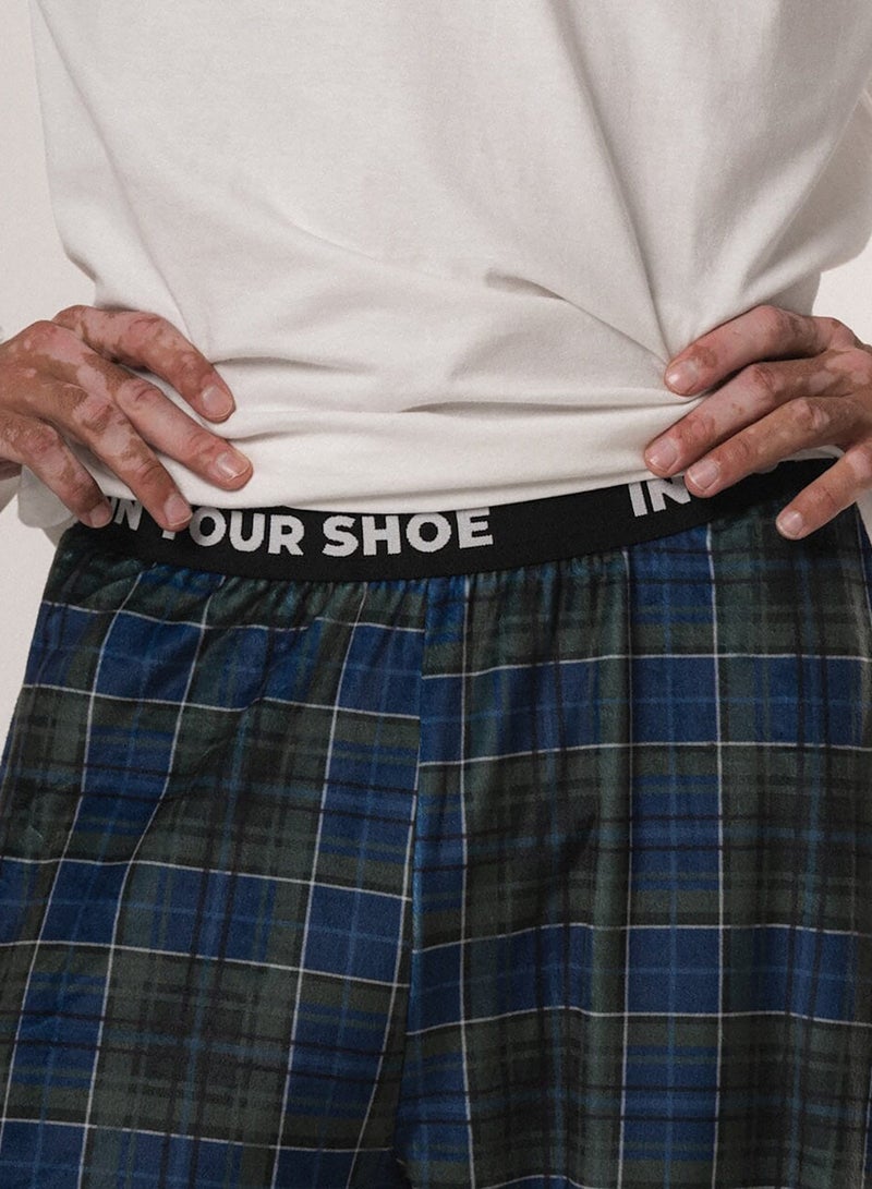 In Your Shoe Green Plaid Fluffy Pyjama Pants - Image 3