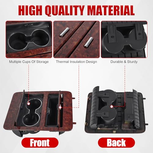 BUSIDN Woodgrain Center Console Cup Holder Storage Compatible with 2007-2014 Chevy Silverado/GMC Sierra/Cadillac Escalade Full Size GM Trucks Replaces for 23164631 - Image 4