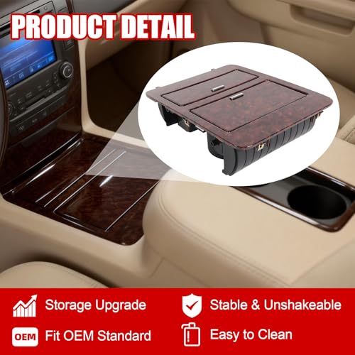 BUSIDN Woodgrain Center Console Cup Holder Storage Compatible with 2007-2014 Chevy Silverado/GMC Sierra/Cadillac Escalade Full Size GM Trucks Replaces for 23164631 - Image 5