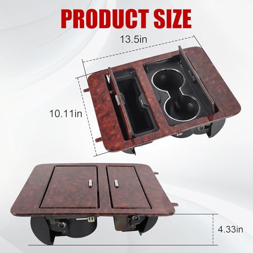 BUSIDN Woodgrain Center Console Cup Holder Storage Compatible with 2007-2014 Chevy Silverado/GMC Sierra/Cadillac Escalade Full Size GM Trucks Replaces for 23164631 - Image 2