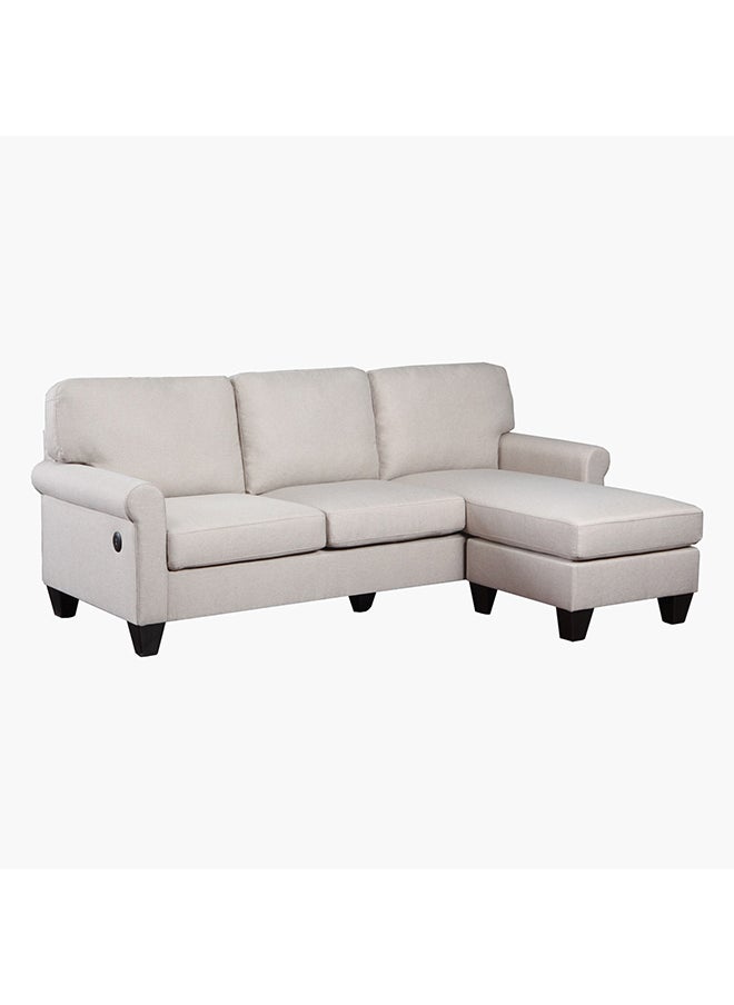 Home Box Angelton Reversible Corner 3 Seater L Shaped Beige Fabric Sofa with USB Port 147 x 88.5 x 214 cm  - Image 3