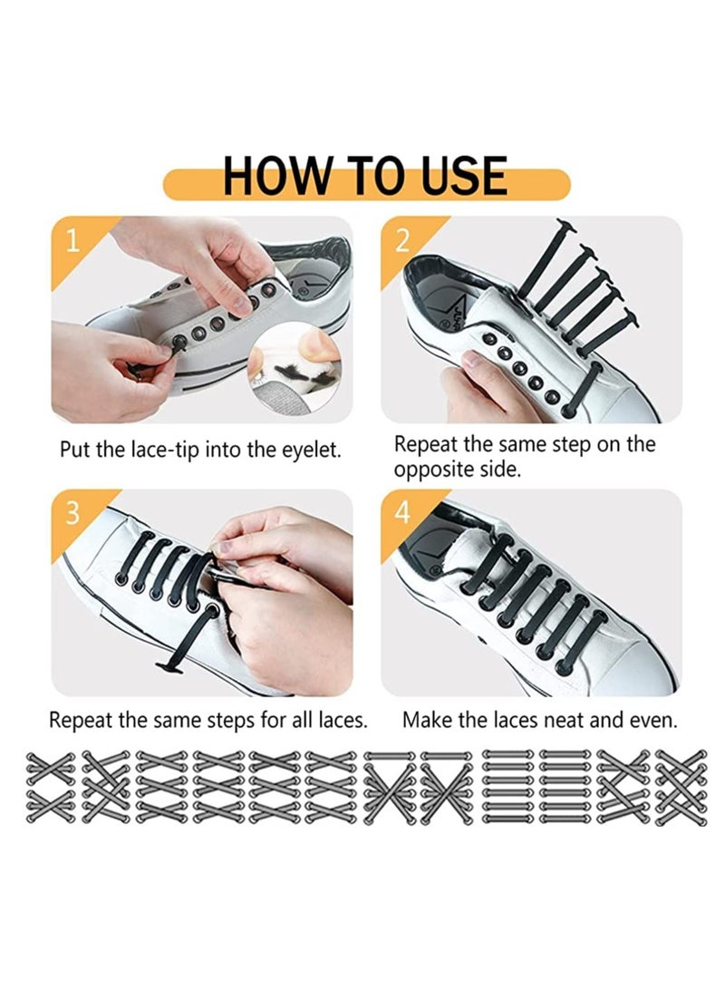 No Tie Shoelaces for Kids and Adults, Stretch Silicone Elastic Shoe Laces, Lazy Quick Tie Tieless Waterproof Wash-free Shoe Laces for Sneakers Running Shoe Boots Board and Casual Shoes, Adult-Gray - Image 5