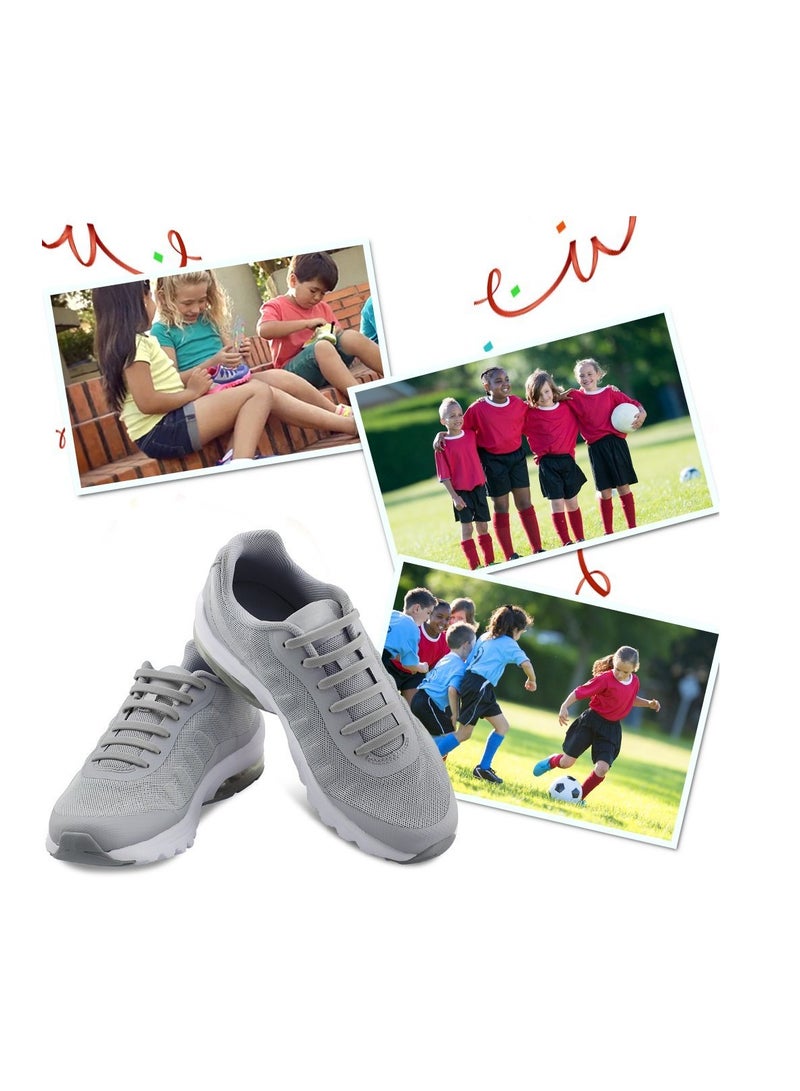 No Tie Shoelaces for Kids and Adults, Stretch Silicone Elastic Shoe Laces, Lazy Quick Tie Tieless Waterproof Wash-free Shoe Laces for Sneakers Running Shoe Boots Board and Casual Shoes, Adult-Gray - Image 3