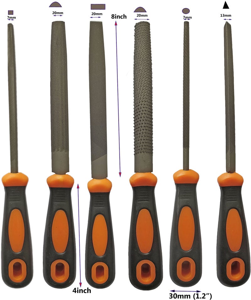 Inditrust 6 pcs Premium Assorted File Set with Handle (8 inch) - Image 2