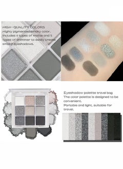 Vibes Multi Color Eyes Palette ,Black Grey Silver Smokey Eyeshadow Palette, 9 Colors Cool Toned Matte Glitter Eyeshadow Palette Longlasting Waterproof Eye Shadow for Girls and Women  - Image 4