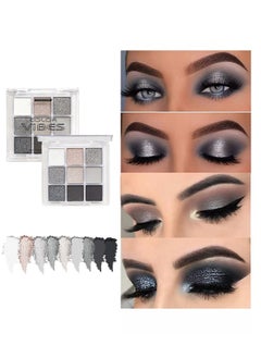Vibes Multi Color Eyes Palette ,Black Grey Silver Smokey Eyeshadow Palette, 9 Colors Cool Toned Matte Glitter Eyeshadow Palette Longlasting Waterproof Eye Shadow for Girls and Women  - Image 5