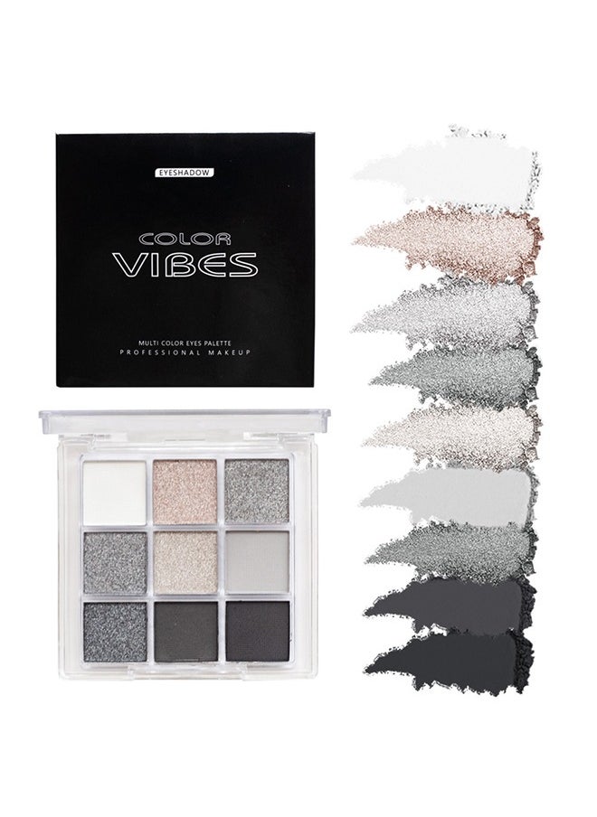 Vibes Multi Color Eyes Palette ,Black Grey Silver Smokey Eyeshadow Palette, 9 Colors Cool Toned Matte Glitter Eyeshadow Palette Longlasting Waterproof Eye Shadow for Girls and Women  - Image 2