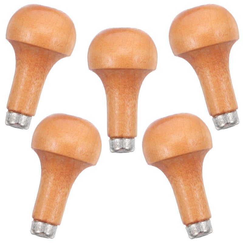 5pcs Mushroom Shaped Woodcarving Tool Handles Solid Wood Replacement for Sculpting - Image 2
