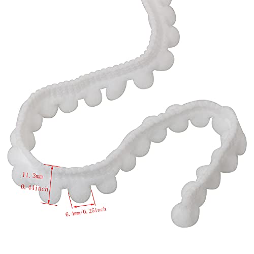DGBRSM 10 Yards Mini Pom Pom Trim Ball Fringe Ribbon Tassel Curtain Carpet Lace Clothes Pillow Decoration Craft Ribbon Sewing Tassel Decoration, White - Image 2