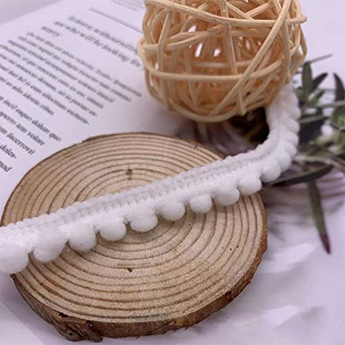 DGBRSM 10 Yards Mini Pom Pom Trim Ball Fringe Ribbon Tassel Curtain Carpet Lace Clothes Pillow Decoration Craft Ribbon Sewing Tassel Decoration, White - Image 4