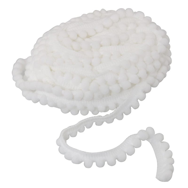 DGBRSM 10 Yards Mini Pom Pom Trim Ball Fringe Ribbon Tassel Curtain Carpet Lace Clothes Pillow Decoration Craft Ribbon Sewing Tassel Decoration, White - Image 3