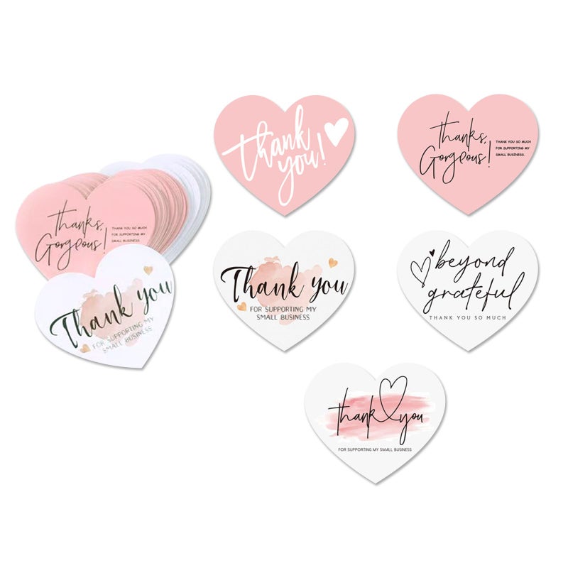 GINCEVHY 150 Pcs Love Heart Shaped Thank You Cards, 2.36 x 2.76 Blank Notecards For Handwritten Message, Greeting Cards For Wedding, Baby Shower, Small Business, All Occasion - Image 1