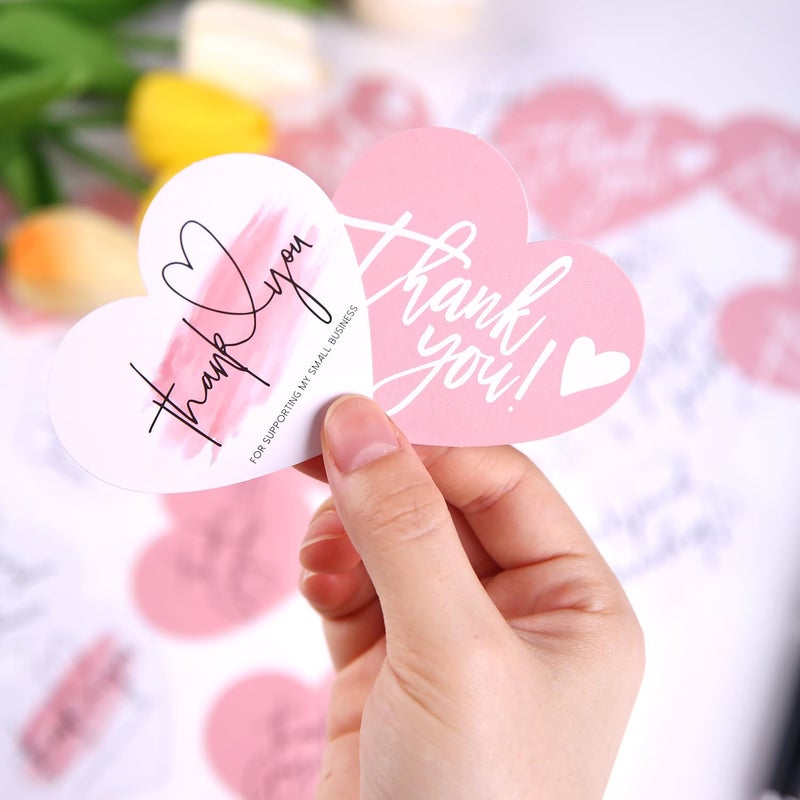 GINCEVHY 150 Pcs Love Heart Shaped Thank You Cards, 2.36 x 2.76 Blank Notecards For Handwritten Message, Greeting Cards For Wedding, Baby Shower, Small Business, All Occasion - Image 4