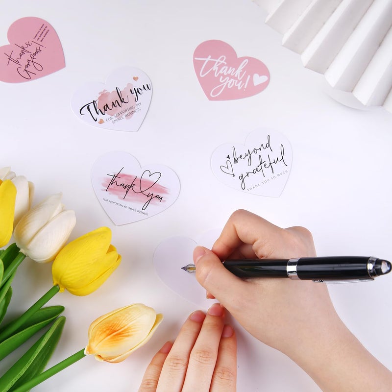GINCEVHY 150 Pcs Love Heart Shaped Thank You Cards, 2.36 x 2.76 Blank Notecards For Handwritten Message, Greeting Cards For Wedding, Baby Shower, Small Business, All Occasion - Image 3