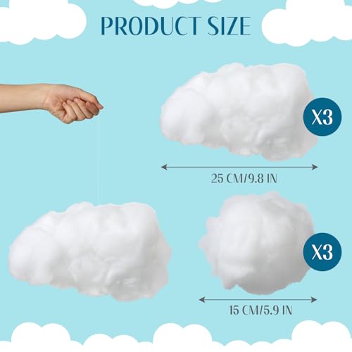 Amyhill 30 Pcs Artificial Cloud Raindrop Props 6 Pcs 3D Fake Clouds 24 Raindrop Garlands Room DIY Decorative Hanging Ornament Blue Hanging Rain Drops Decor for Baby Shower Birthday Wedding Party - Image 3