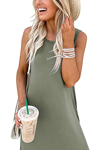 Hount Ladies Summer Dresses 2025 Clothing Women's Summer Casual Sexy Split Sleeveless Long Maxi Dress with Pockets Army Green Small - Image 4