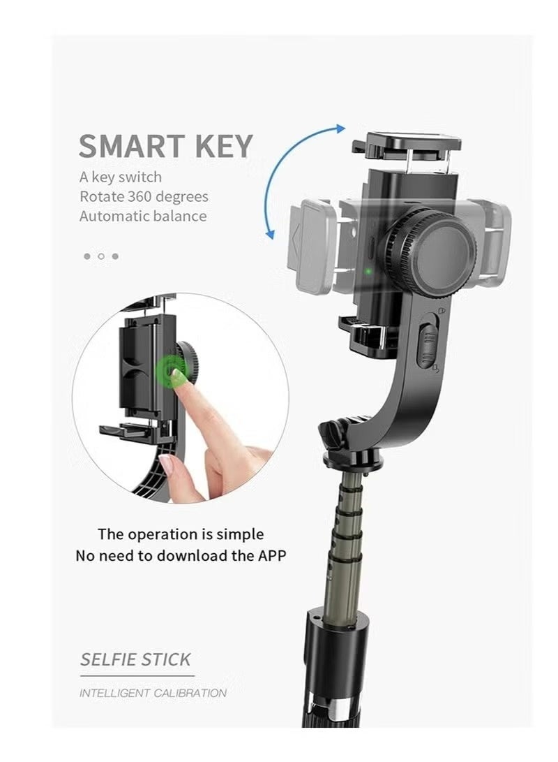 Tripod Selfie stick gimbal stabilizer for smartphones, with wireless remote control, 360° rotating auto balance stabilizer, portable mobile phone holder, for phones (Black) - Image 3