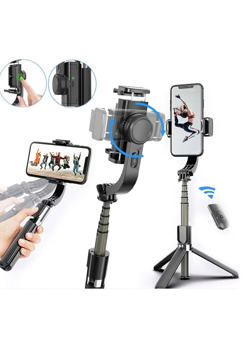 Tripod Selfie stick gimbal stabilizer for smartphones, with wireless remote control, 360° rotating auto balance stabilizer, portable mobile phone holder, for phones (Black) - Image 4