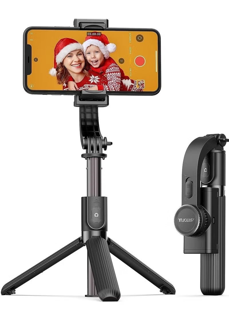 Tripod Selfie stick gimbal stabilizer for smartphones, with wireless remote control, 360° rotating auto balance stabilizer, portable mobile phone holder, for phones (Black) - Image 2