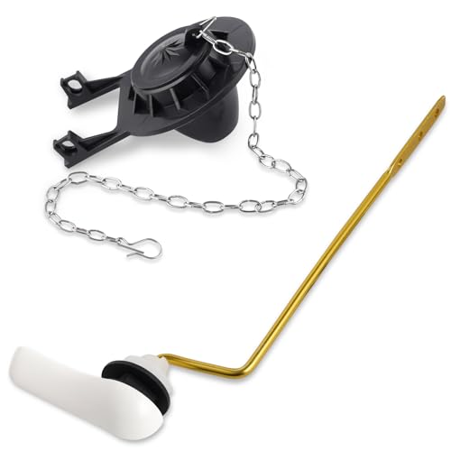 iFealClear Universal Toilet Handle Replacement Kit Side Mount with 2-Inch Rubber Toilet Flapper, Toilet Tank Parts Compatible with Kohler, American Standard, TOTO, Mansfield, Angle Mount-White - Image 1