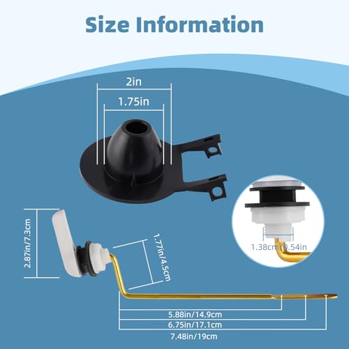 iFealClear Universal Toilet Handle Replacement Kit Side Mount with 2-Inch Rubber Toilet Flapper, Toilet Tank Parts Compatible with Kohler, American Standard, TOTO, Mansfield, Angle Mount-White - Image 2
