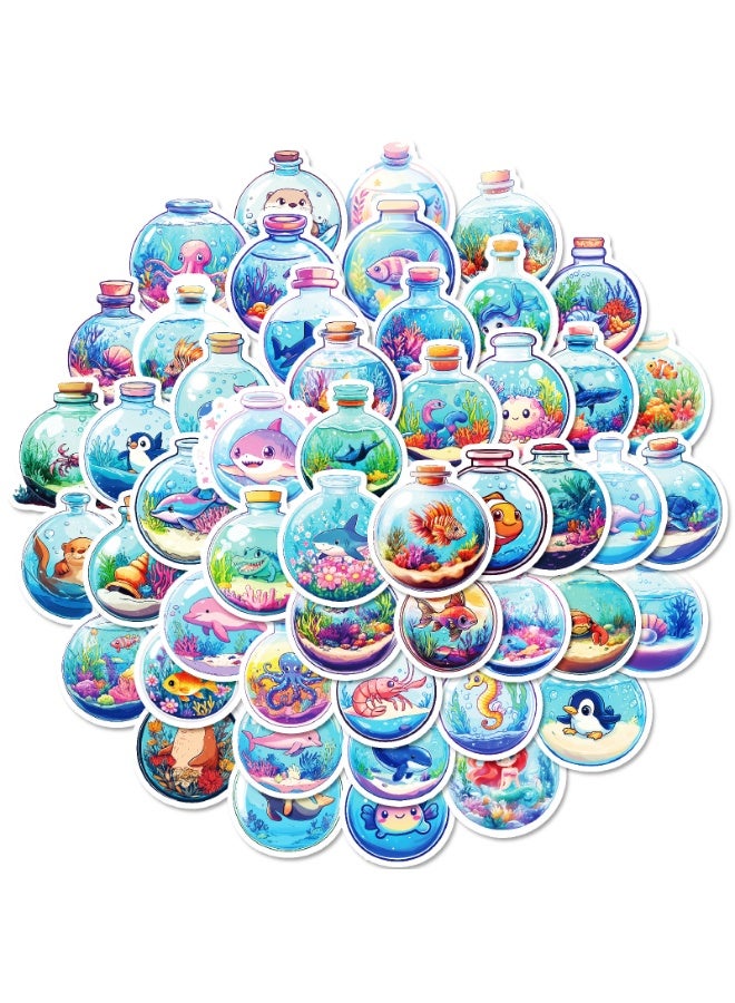 NIBEMINENT 50 Pcs Round Bottle Underwater world Deco Kit Waterproof Stickers, High Definition Printing Bright Colors, Suitable for Laptop Skateboard Luggage Water Bottle Guitar DIY - Image 3