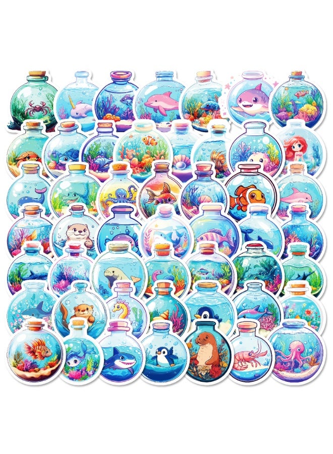 NIBEMINENT 50 Pcs Round Bottle Underwater world Deco Kit Waterproof Stickers, High Definition Printing Bright Colors, Suitable for Laptop Skateboard Luggage Water Bottle Guitar DIY - Image 2