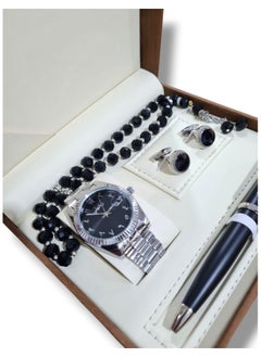 Rivoly A wonderful stainless steel men's set consisting of a watch, a rosary, a pen and cufflinks half steel  - Image 3