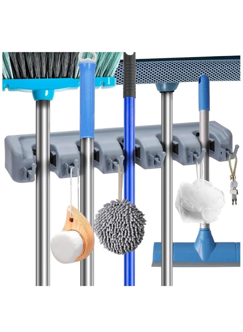 PRIMO PLUS Heavy-Duty Wall Mounted Mop and Broom Holder – Smart Cleaning Tool Organizer with Non-Slip Silicone Grips & Hooks, Space-Saving Solution for Kitchen, Bathroom, & Laundry Room. - Image 1