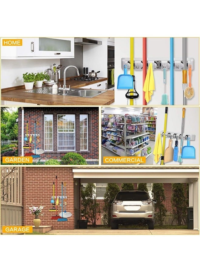 PRIMO PLUS Heavy-Duty Wall Mounted Mop and Broom Holder – Smart Cleaning Tool Organizer with Non-Slip Silicone Grips & Hooks, Space-Saving Solution for Kitchen, Bathroom, & Laundry Room. - Image 3