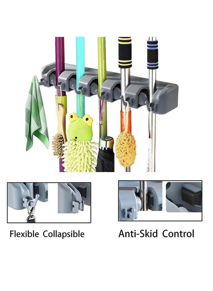 PRIMO PLUS Heavy-Duty Wall Mounted Mop and Broom Holder – Smart Cleaning Tool Organizer with Non-Slip Silicone Grips & Hooks, Space-Saving Solution for Kitchen, Bathroom, & Laundry Room. - Image 2