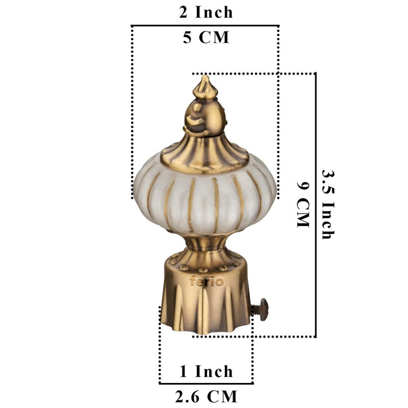 FERIO Curtain Holders for Window Curtain Rod End Caps Antique Brass Curtain Brackets Set of 2 for Curtain Pipe Curtain BracketsCurtain Finials Aluminium White Antique Pack of 2 - Image 2