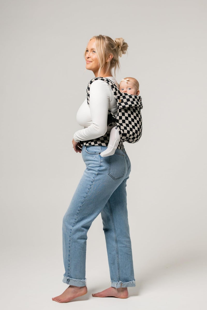 Mabē Monarch Ergonomic Baby Carrier – Premium Cotton Soft Structured Newborn to Toddler Carrier with Hip-Healthy Design, 3 Carry Positions (7-35lbs), Lightweight & Breathable, (Ebony Check) - Image 4
