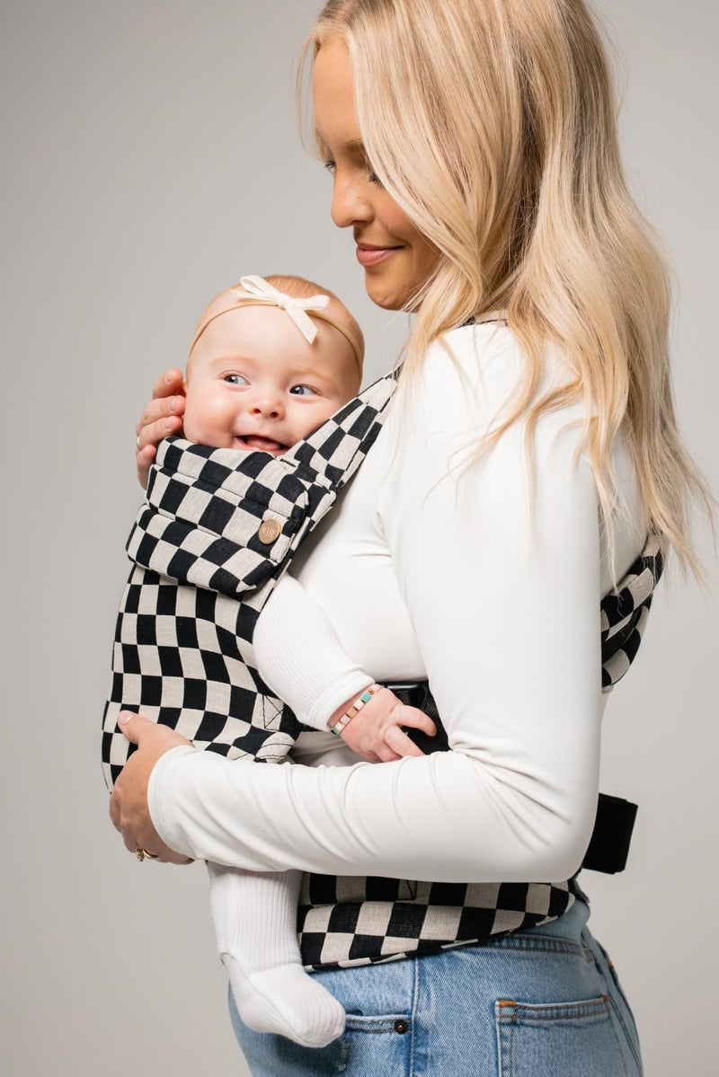 Mabē Monarch Ergonomic Baby Carrier – Premium Cotton Soft Structured Newborn to Toddler Carrier with Hip-Healthy Design, 3 Carry Positions (7-35lbs), Lightweight & Breathable, (Ebony Check) - Image 3