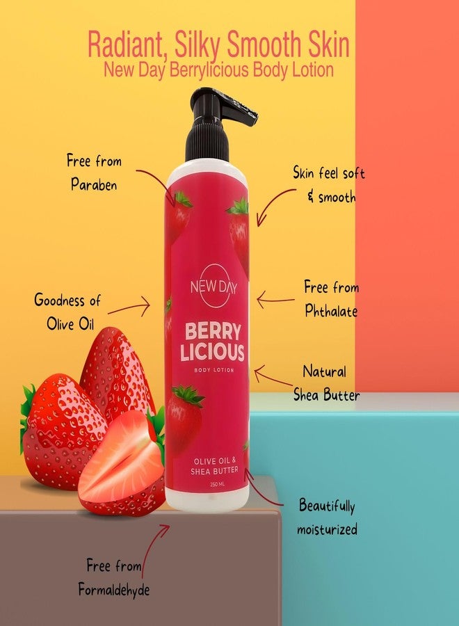 NEW DAY Berrylicious Body Lotion For Dry Skin | Body lotion Infused With Olive Oil, Shea Butter, Aloe Vera & Starwberry Extracts | Deep Moisturizing & hydrations, 250 ml - Image 3