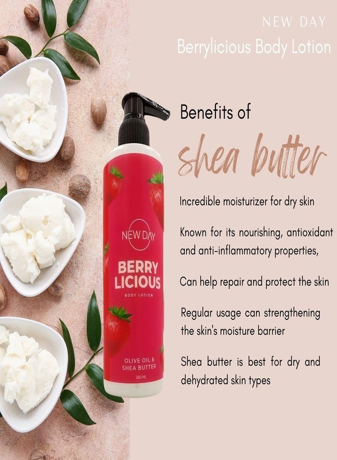 NEW DAY Berrylicious Body Lotion For Dry Skin | Body lotion Infused With Olive Oil, Shea Butter, Aloe Vera & Starwberry Extracts | Deep Moisturizing & hydrations, 250 ml - Image 5