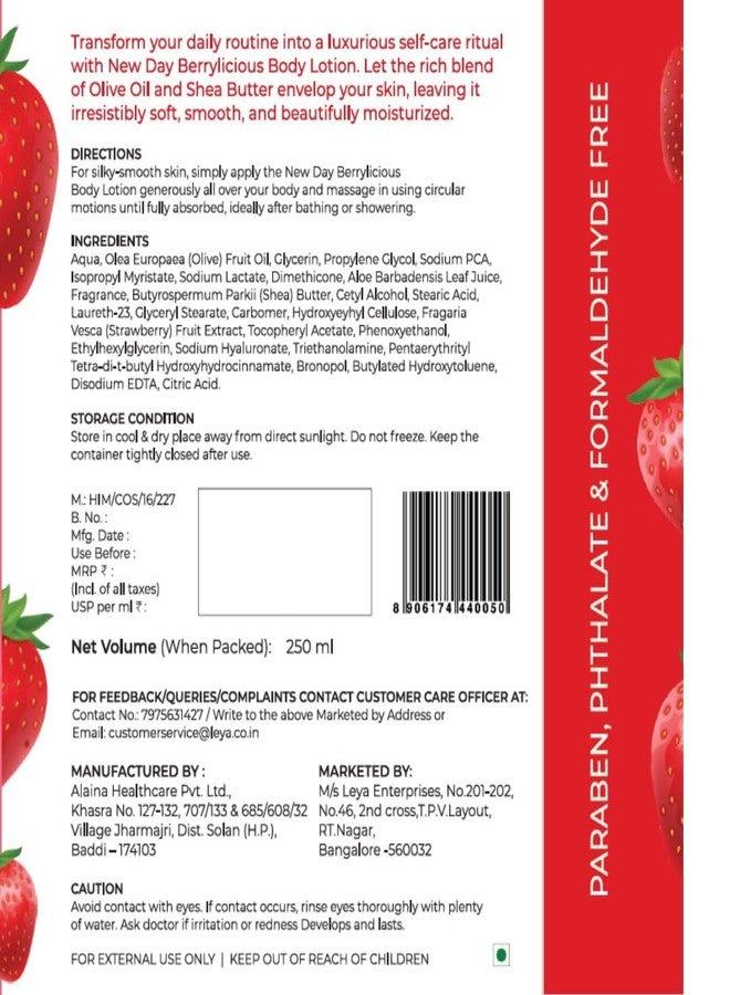 NEW DAY Berrylicious Body Lotion For Dry Skin | Body lotion Infused With Olive Oil, Shea Butter, Aloe Vera & Starwberry Extracts | Deep Moisturizing & hydrations, 250 ml - Image 2