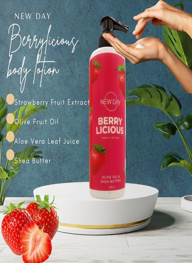 NEW DAY Berrylicious Body Lotion For Dry Skin | Body lotion Infused With Olive Oil, Shea Butter, Aloe Vera & Starwberry Extracts | Deep Moisturizing & hydrations, 250 ml - Image 4