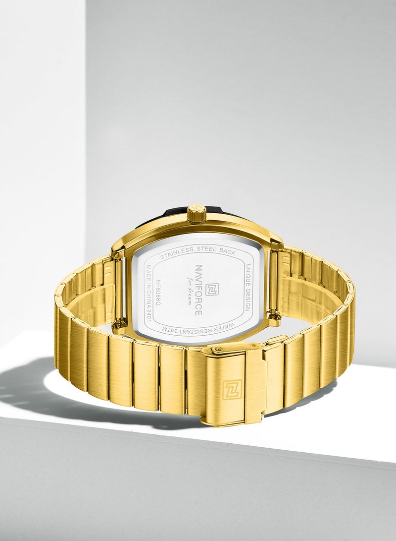 ساعة يد كوارتز كاجوال أنيقة من الفولاذ المقاوم للصدأ للرجال والنساء NF8068 G/BE