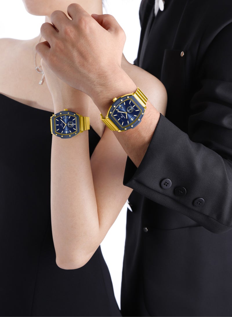 ساعة يد كوارتز كاجوال أنيقة من الفولاذ المقاوم للصدأ للرجال والنساء NF8068 G/BE