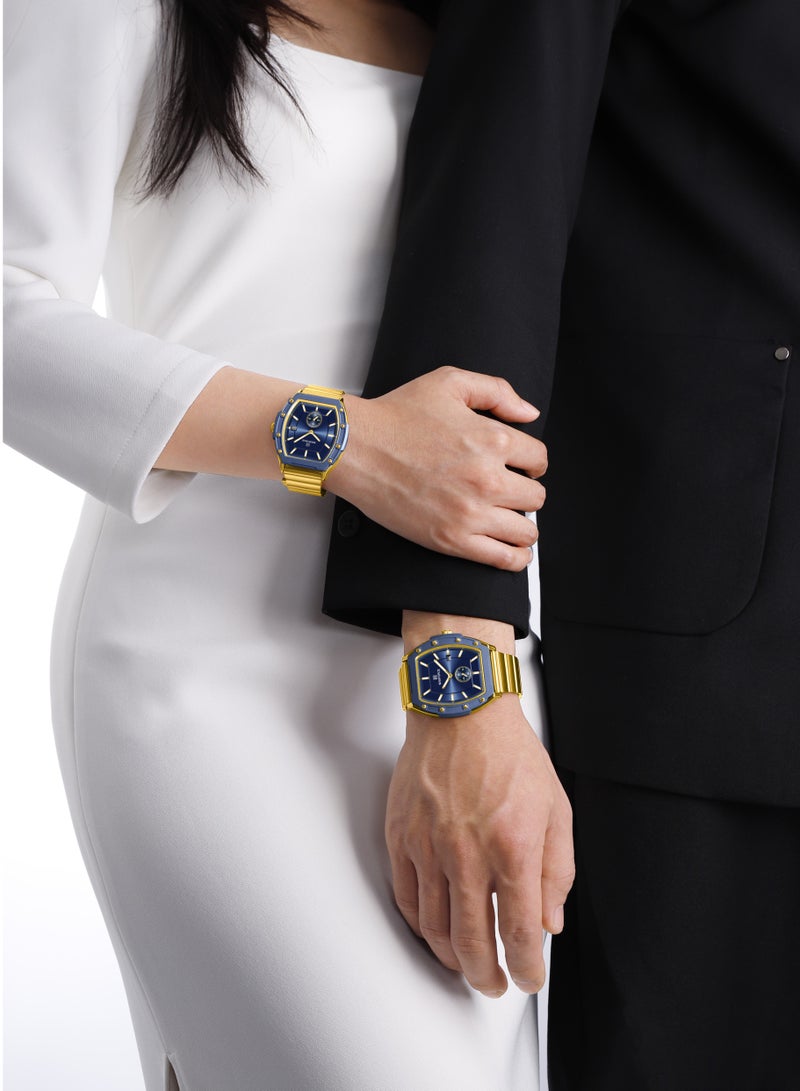 ساعة يد كوارتز كاجوال أنيقة من الفولاذ المقاوم للصدأ للرجال والنساء NF8068 G/BE