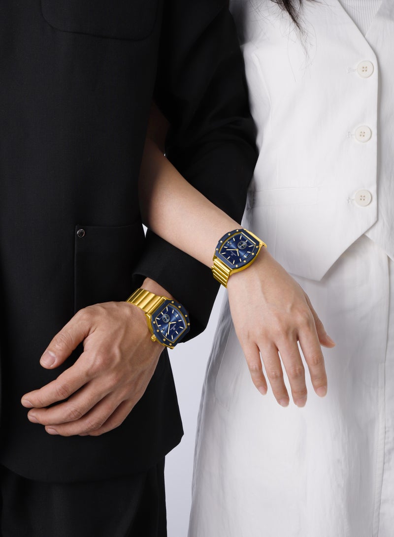 ساعة يد كوارتز كاجوال أنيقة من الفولاذ المقاوم للصدأ للرجال والنساء NF8068 G/BE