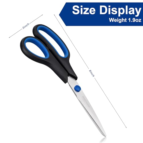 BOOMIBOO Scissors, BOOMIBOO 8" All Purpose 6 Pack - Comfort-Grip Scissors for Office Desk Accessories Sewing Fabric Home Craft School Supplies, Teacher/Class Supplies, Right/Left Handles - Image 5