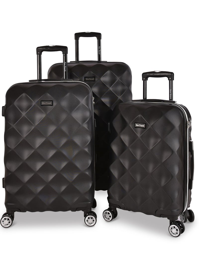 نيو ترافيل مجموعة حقائب سفر جديدة ABS، حقيبة سفر مكون من ثلاثة قطع من نيوترافل صلبة بعجلات مع مقابض للحمل، 4 عجلات مزدوجة، وقفل مركب، 20/24/28، LA430-10/3P - Image 1