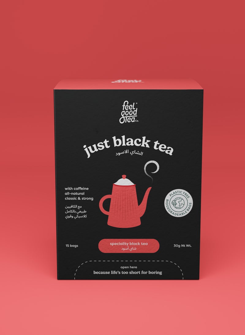 Feel good Tea Co. Just Black Tea - Strong Assam Black Tea | Speciality Tea Leaves | Energizing, India -15 Bags - Image 3