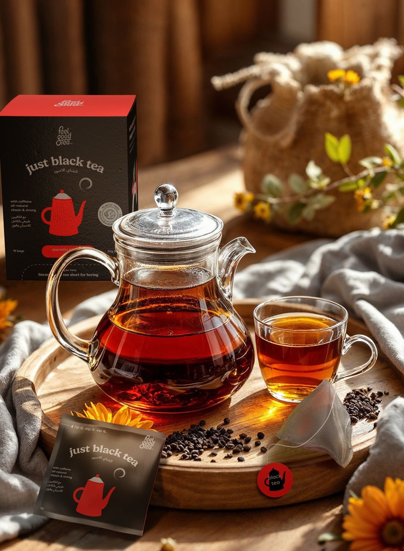 Feel good Tea Co. Just Black Tea - Strong Assam Black Tea | Speciality Tea Leaves | Energizing, India -15 Bags - Image 4