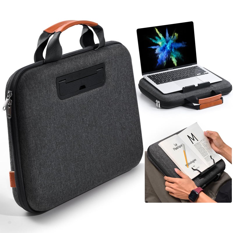 Nauttxon Hard Laptop Case 14 Inch for HP Dell Lenovo ASUS Acer - 2 in 1 Laptop Sleeve & Lap Desk with Stopper and Book Clip, Shockproof Waterproof 15.3 MackBook Air M3 M2 Case - Black - Image 1