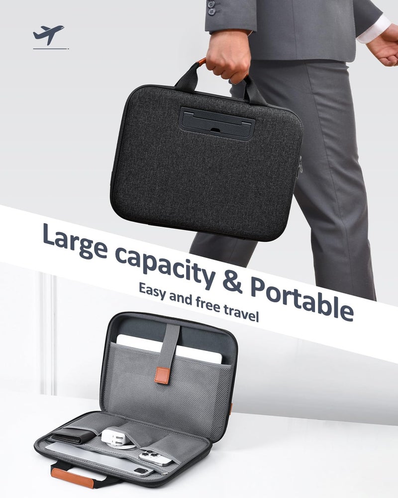Nauttxon Hard Laptop Case 14 Inch for HP Dell Lenovo ASUS Acer - 2 in 1 Laptop Sleeve & Lap Desk with Stopper and Book Clip, Shockproof Waterproof 15.3 MackBook Air M3 M2 Case - Black - Image 4