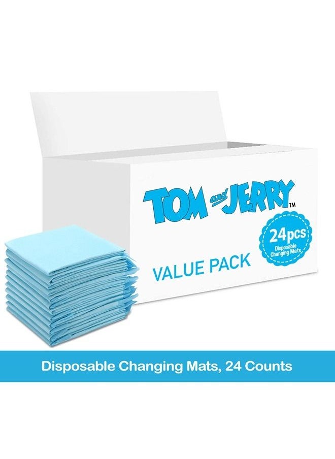 Tom And Jerry Disposable Changing Mats, 24 Counts, Soft Waterproof Mat, Portable Leak Proof Changing Mat, New Mom Leak-Proof Under pad, Mattress Table Protector Pad  - Image 2